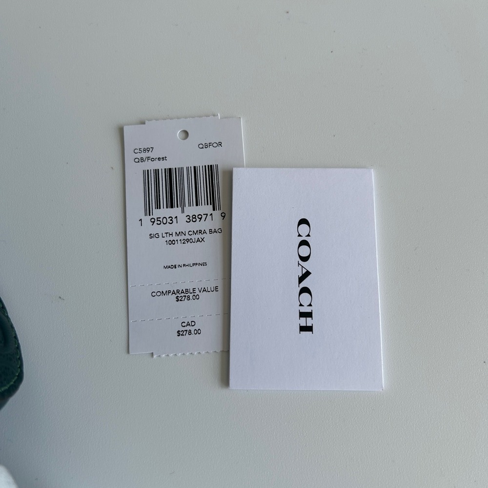 Coach Mini Jamie Forest Green Signature Debossed Leather Camera Bag NEW - Picture 7 of 11